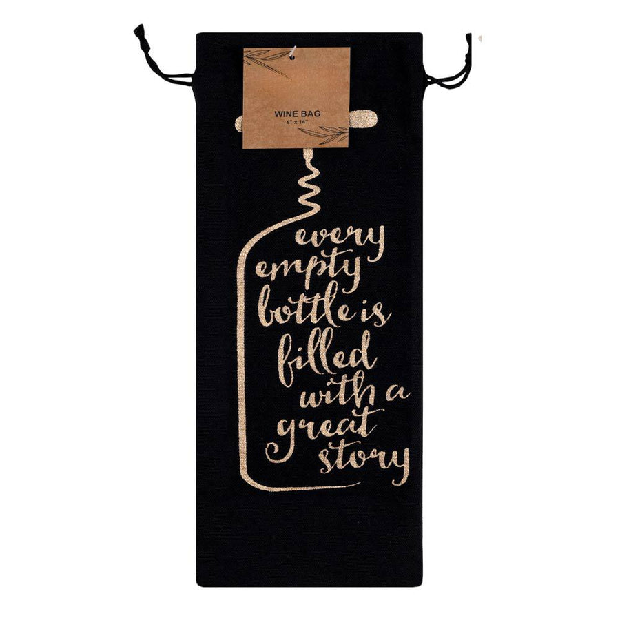Funny Quote Wine Bag, Reusable Cotton Drawstring Pouch, Hostess Gift Wrap