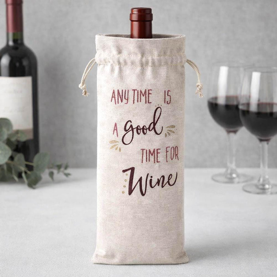 Funny Quote Wine Bag, Reusable Cotton Drawstring Pouch, Hostess Gift Wrap