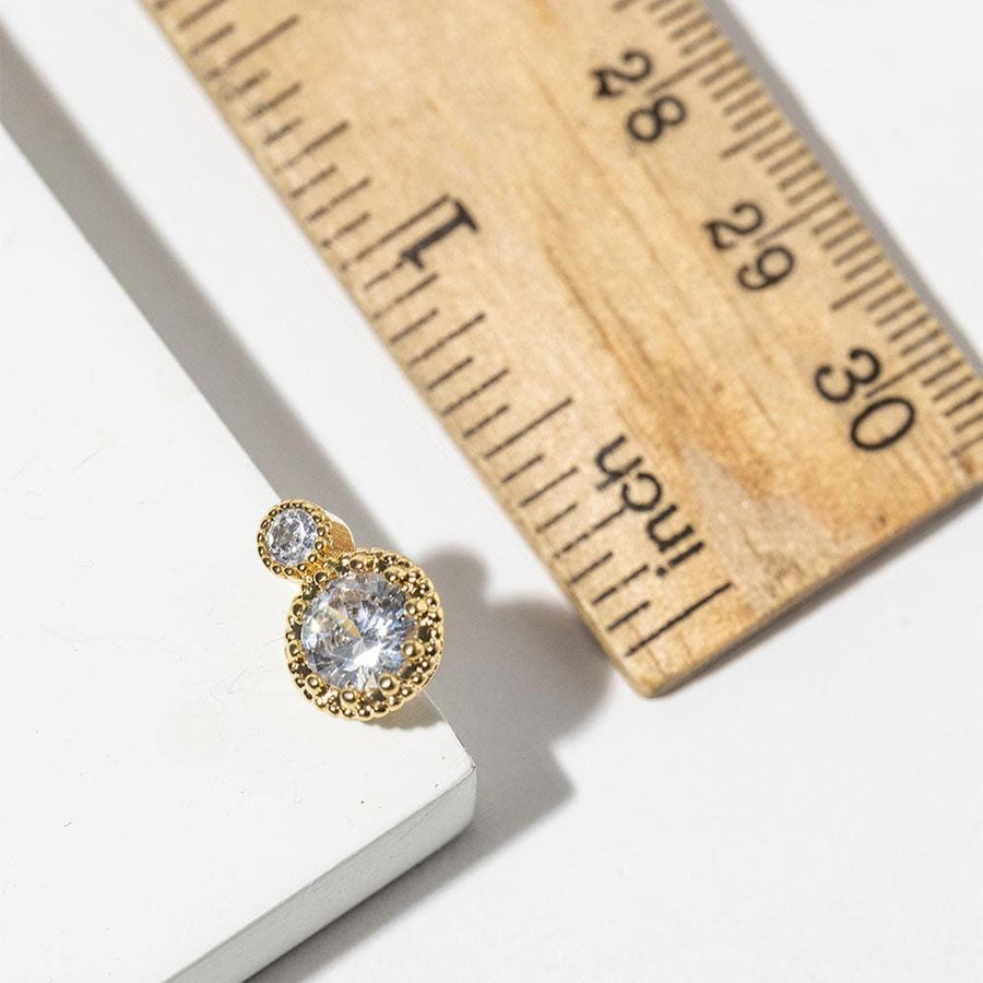 Gold Dipped Double Halo CZ Stud Earrings, Diamond Look Bridal Jewelry