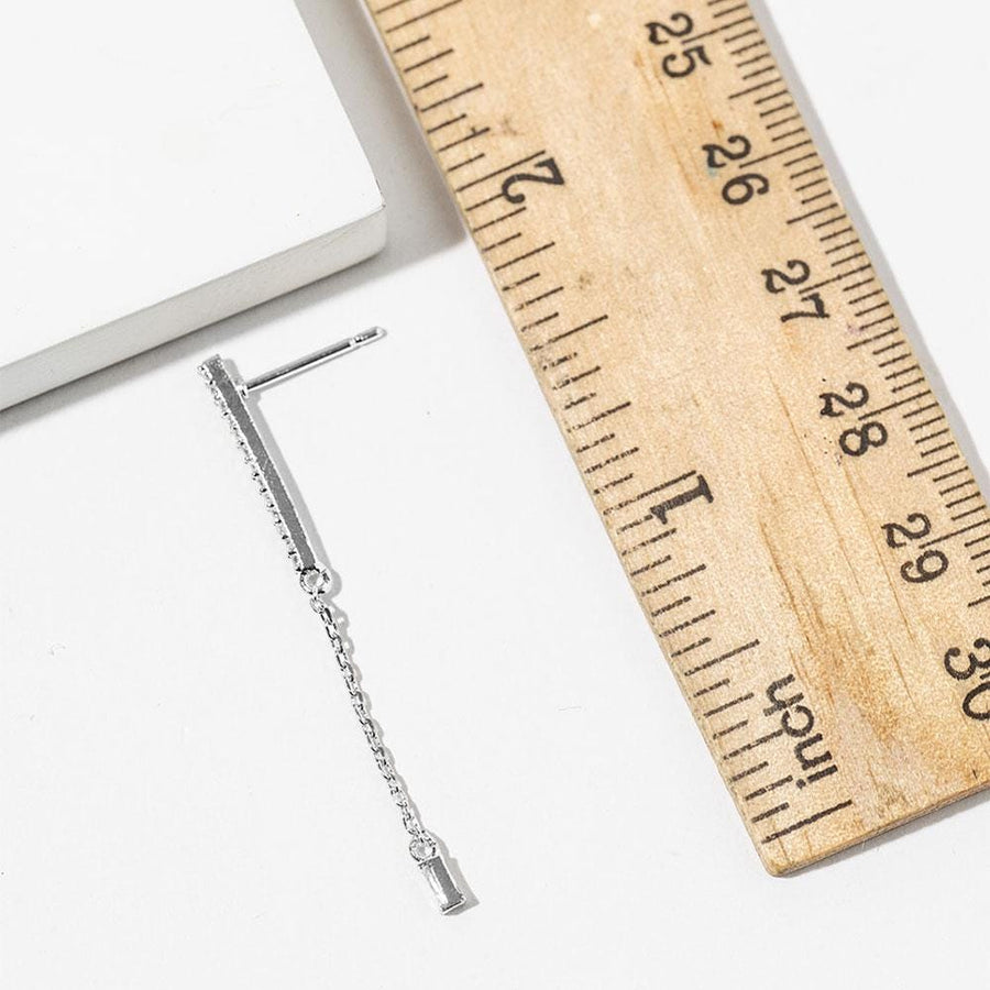 Gold Dipped CZ Pave Linear Bar Drop Earrings, Minimalist Bridal Jewelry