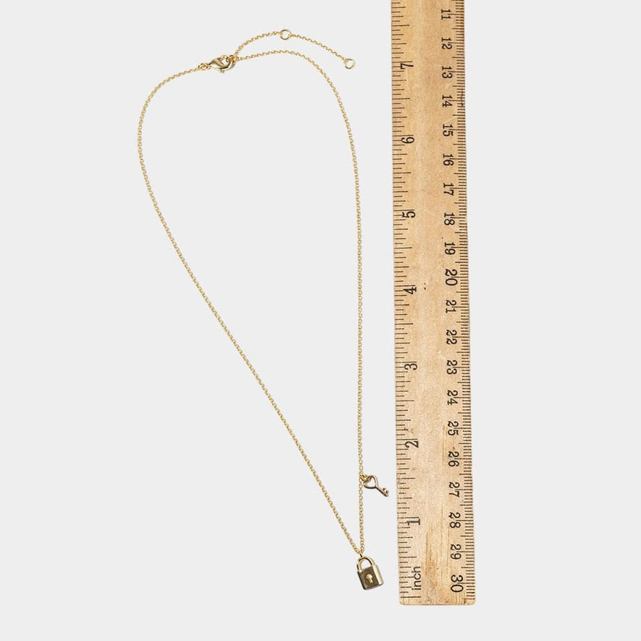 Gold Dipped Lock and Key Pendant Necklace, Minimalist Symbol of Connection