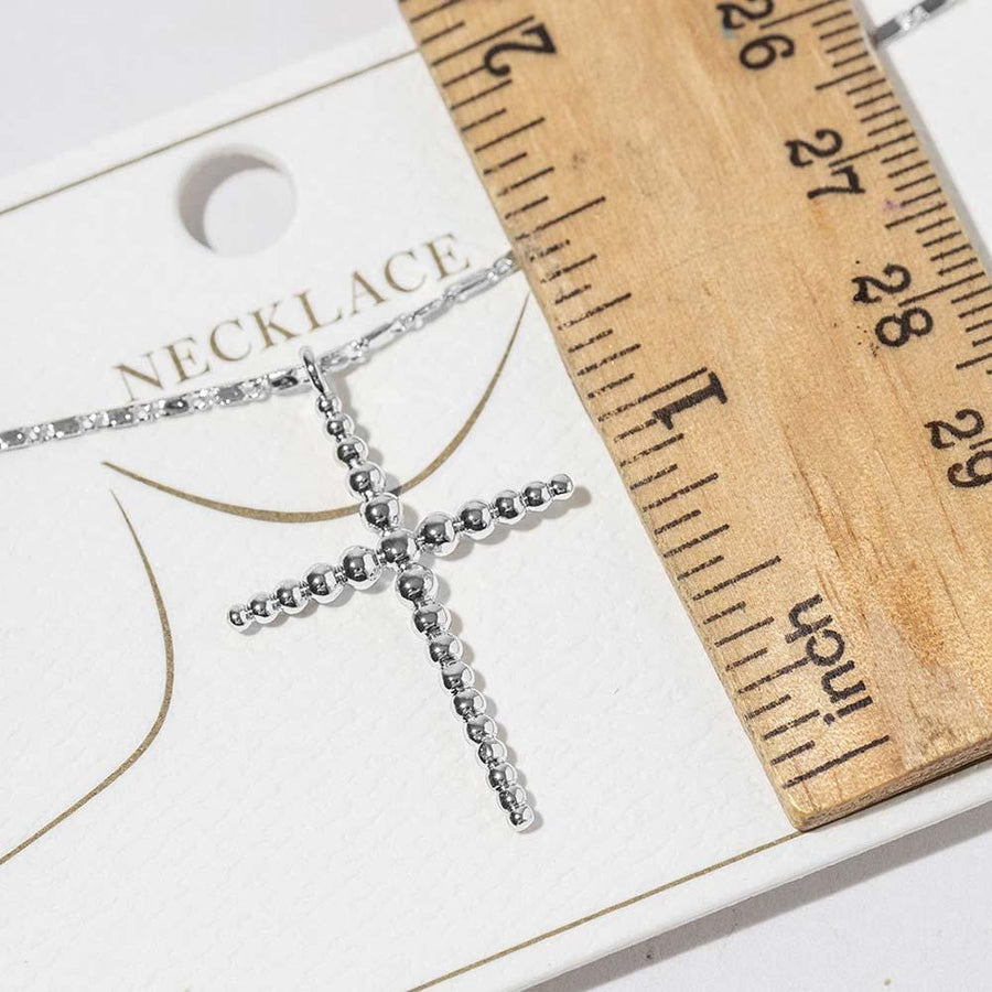 Gold Dipped Beaded Cross Pendant Necklace, Minimalist Faith Jewelry, Baptism Gift Her