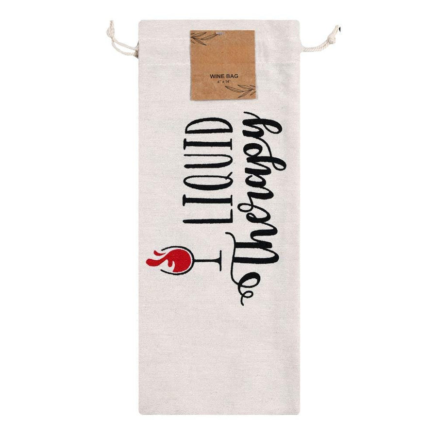 Funny Quote Wine Bag, Reusable Cotton Drawstring Pouch, Hostess Gift Wrap