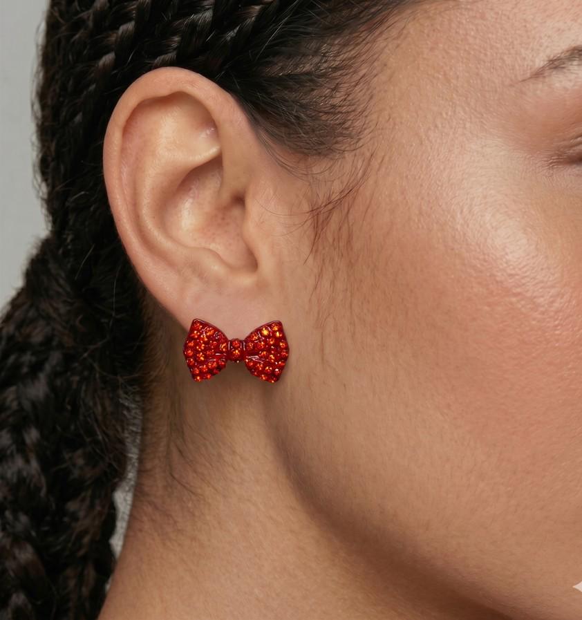 Crystal Rhinestone Bow Stud Earrings, Dainty Ribbon Sparkle Jewelry Studs