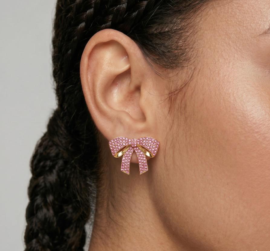 Pave Bow Crystal Earrings, Dainty CZ Studs, Feminine Sparkle Jewelry