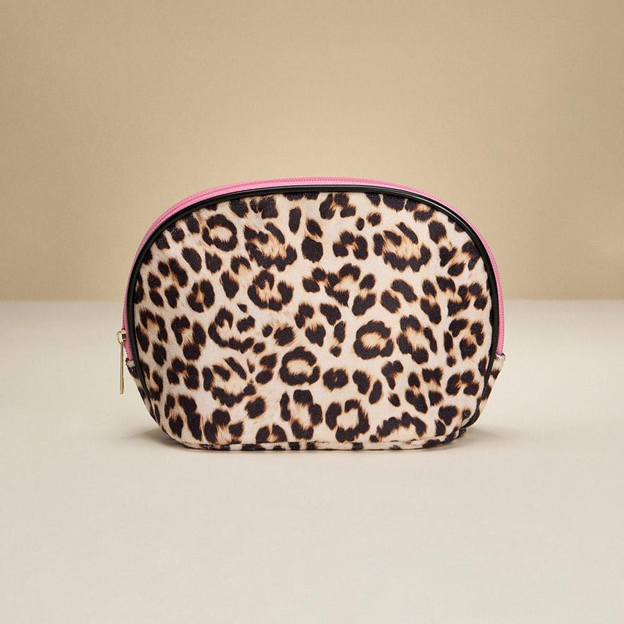 Leopard Print Cosmetic Pouch, Animal Print Travel Makeup Bag, Toiletry Organizer