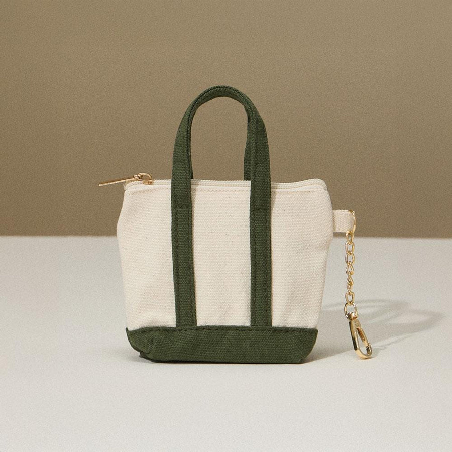 Mini Canvas Pouch Bag Charm, Zipper Coin Keychain, Small Travel Organizer Accessory