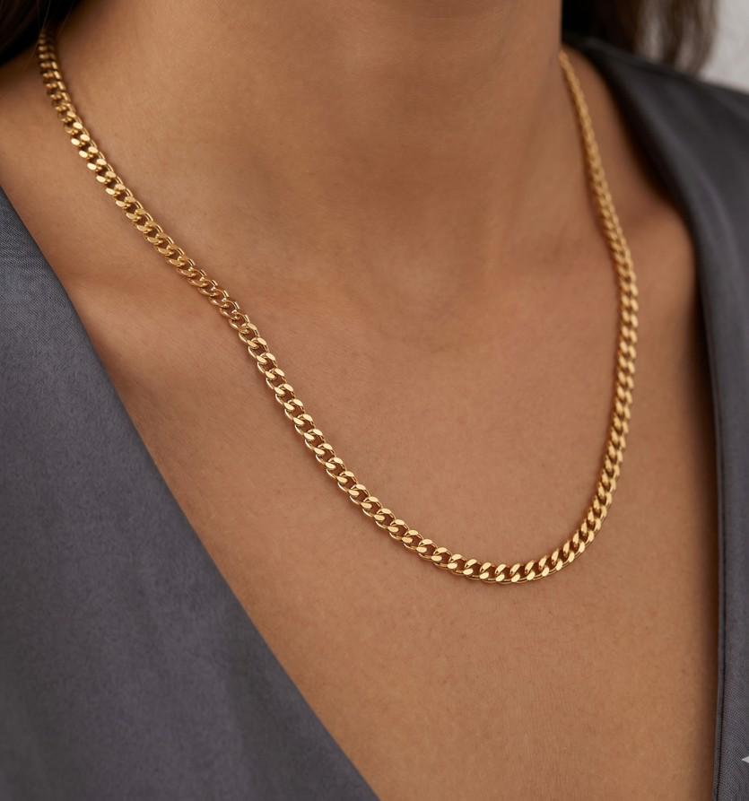 18K Gold Filled Curb Chain Necklace for Men and Women | Dainty Minimalist Chain