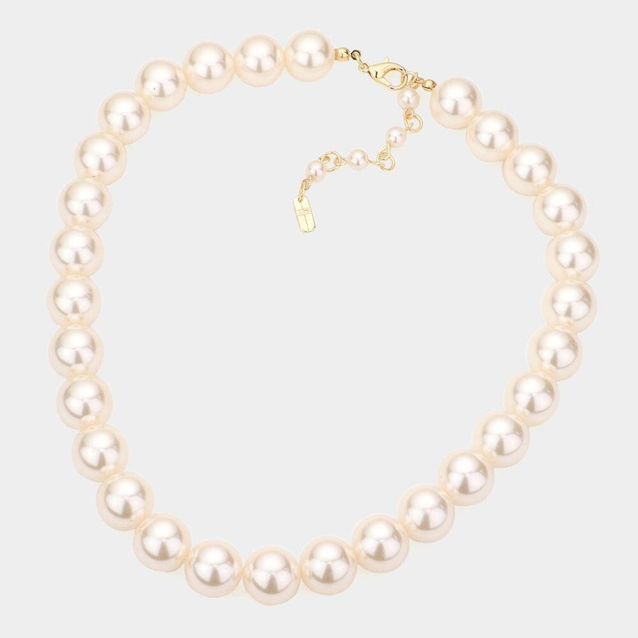 12MM Bold Pearl Necklace, Classic Statement Bridal Jewelry, Elegant Wedding Gift