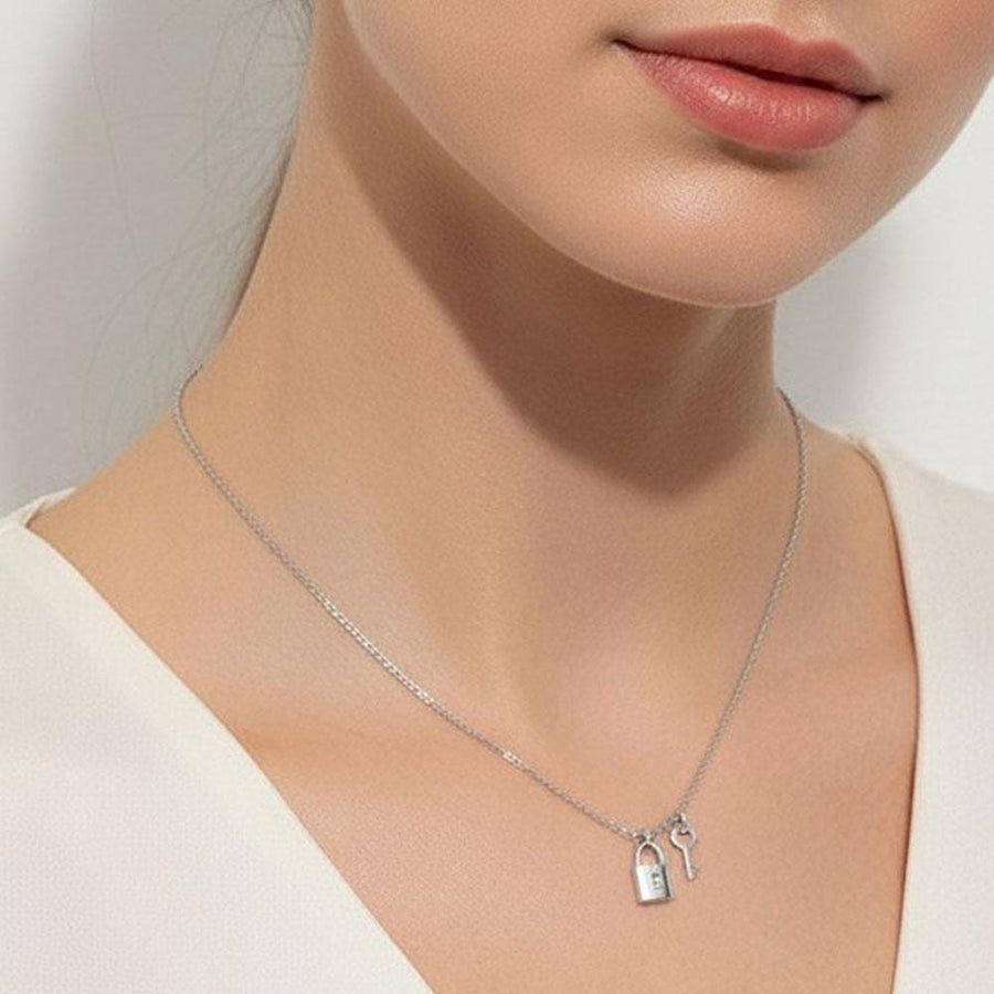 Gold Dipped Lock and Key Pendant Necklace, Minimalist Symbol of Connection