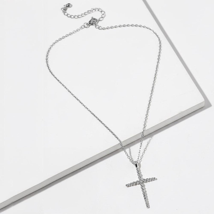 Gold Dipped Beaded Cross Pendant Necklace, Minimalist Faith Jewelry, Baptism Gift Her