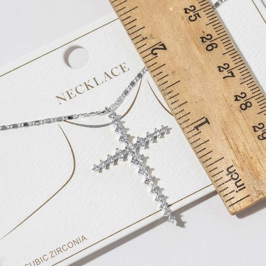 Gold Dipped CZ Cross Pendant Necklace, Minimalist Faith Jewelry, Sparkle Christian Statement
