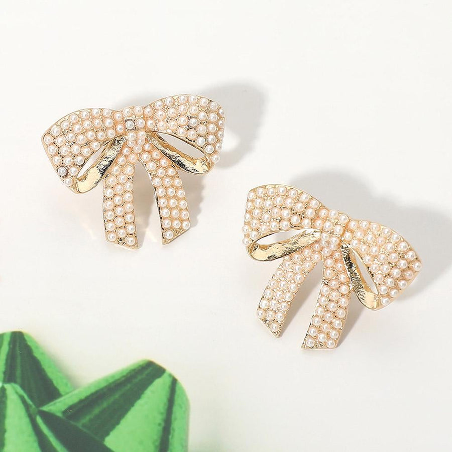 Pave Bow Crystal Earrings, Dainty CZ Studs, Feminine Sparkle Jewelry