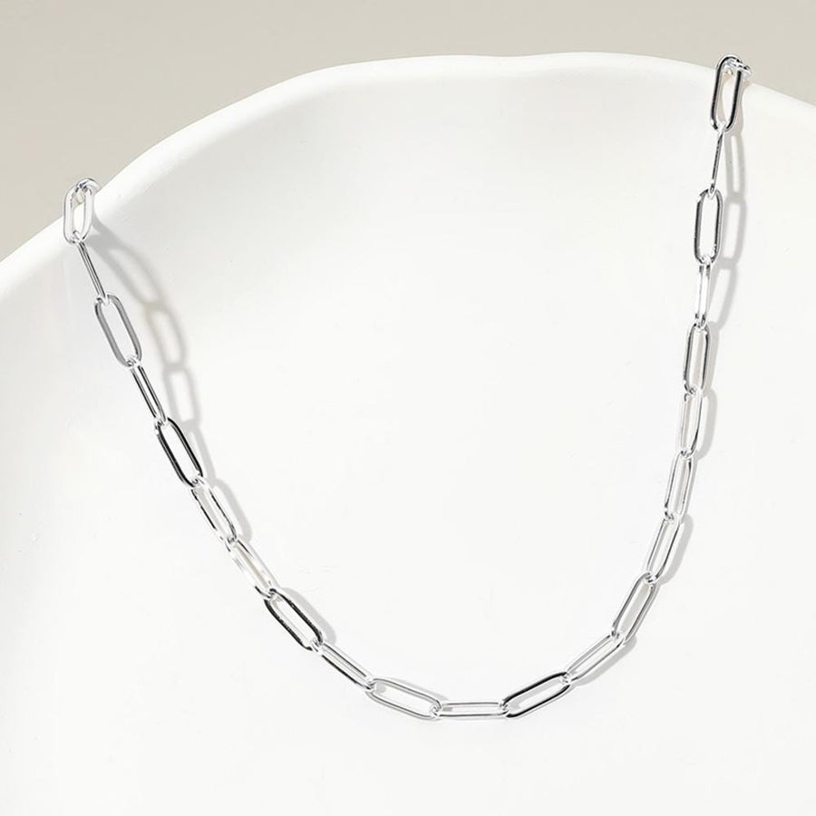 14K Gold Plated Paperclip Chain Necklace, Minimalist Stainless Steel Link Jewelry