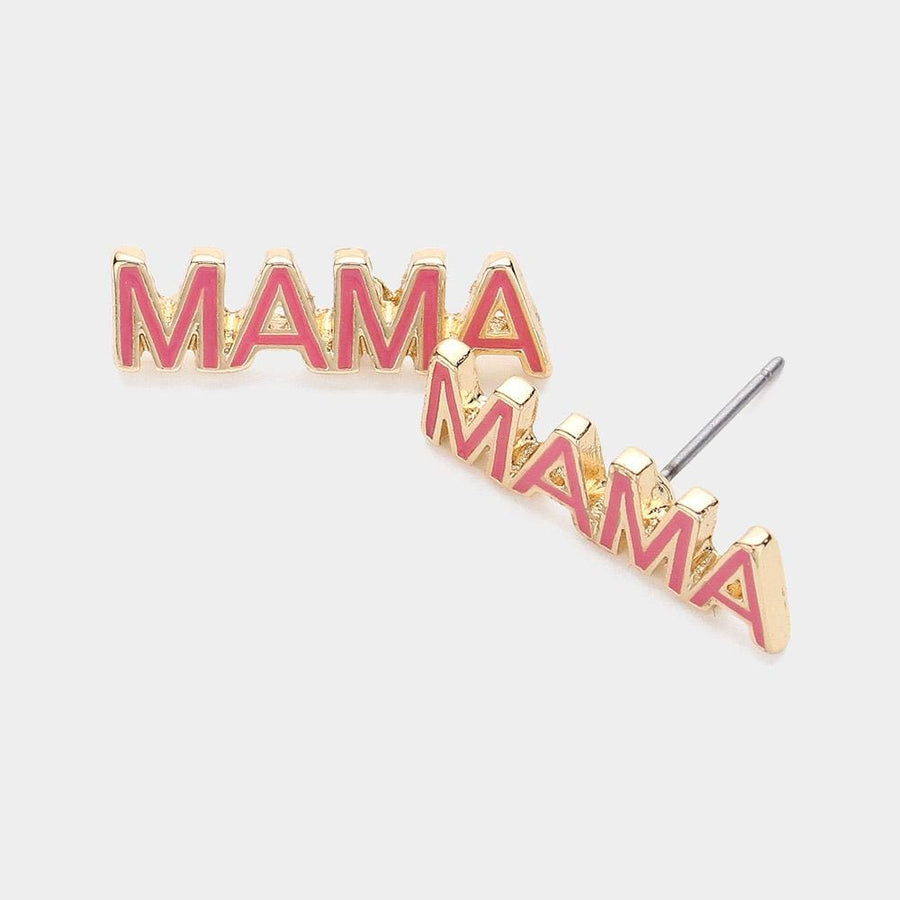 Enamel MAMA Stud Earrings, Minimalist Everyday Jewelry, Gift for Moms