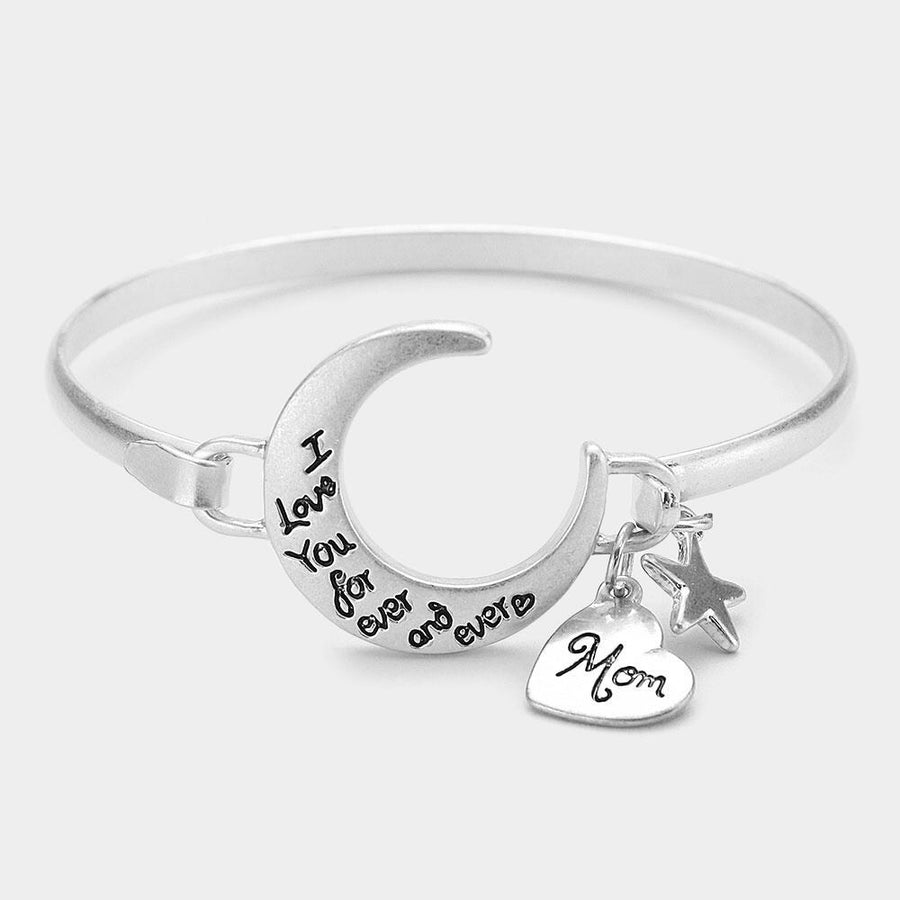 Crescent Moon Hook Bracelet, "I Love You Forever" Sentiment, Minimalist Love Jewelry