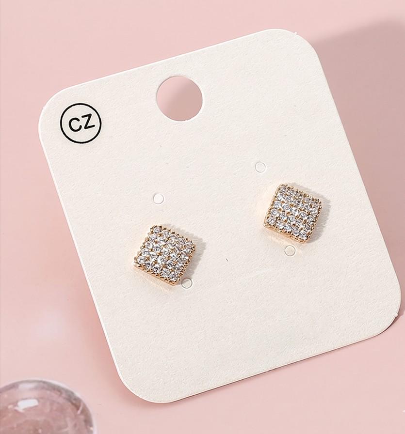 Stainless Steel CZ Pave Diamond Stud Earrings, Everyday Sparkle, Minimalist Classic Studs