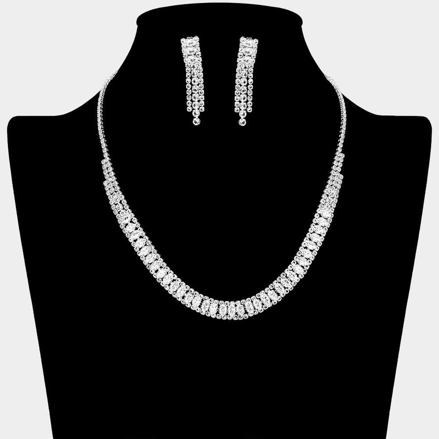 Marquise CZ Link Necklace | Elegant Crystal Statement Bridal Jewelry