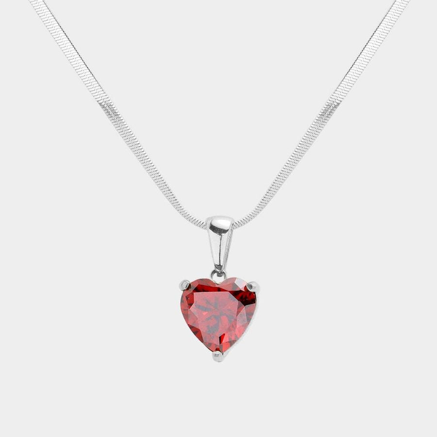 18K Gold Dipped CZ Heart Pendant Necklace | Minimalist Dainty Heart Chain