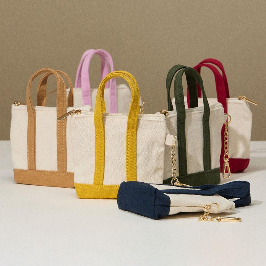 Mini Canvas Pouch Bag Charm, Zipper Coin Keychain, Small Travel Organizer Accessory
