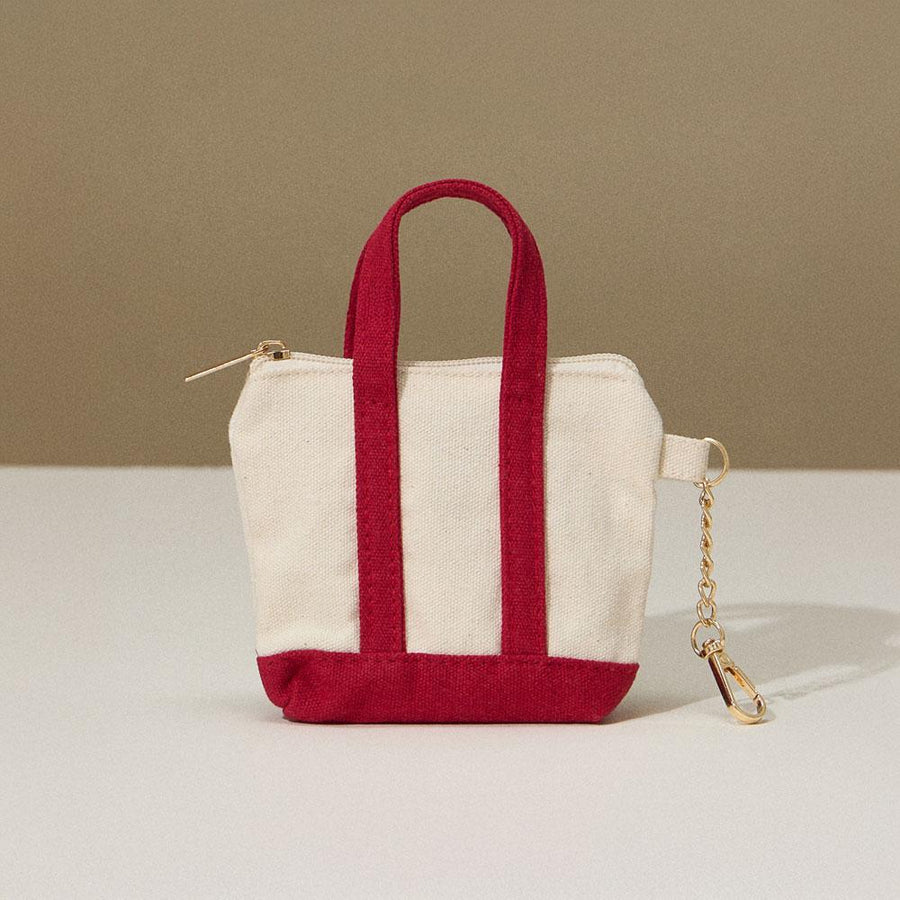 Mini Canvas Pouch Bag Charm, Zipper Coin Keychain, Small Travel Organizer Accessory