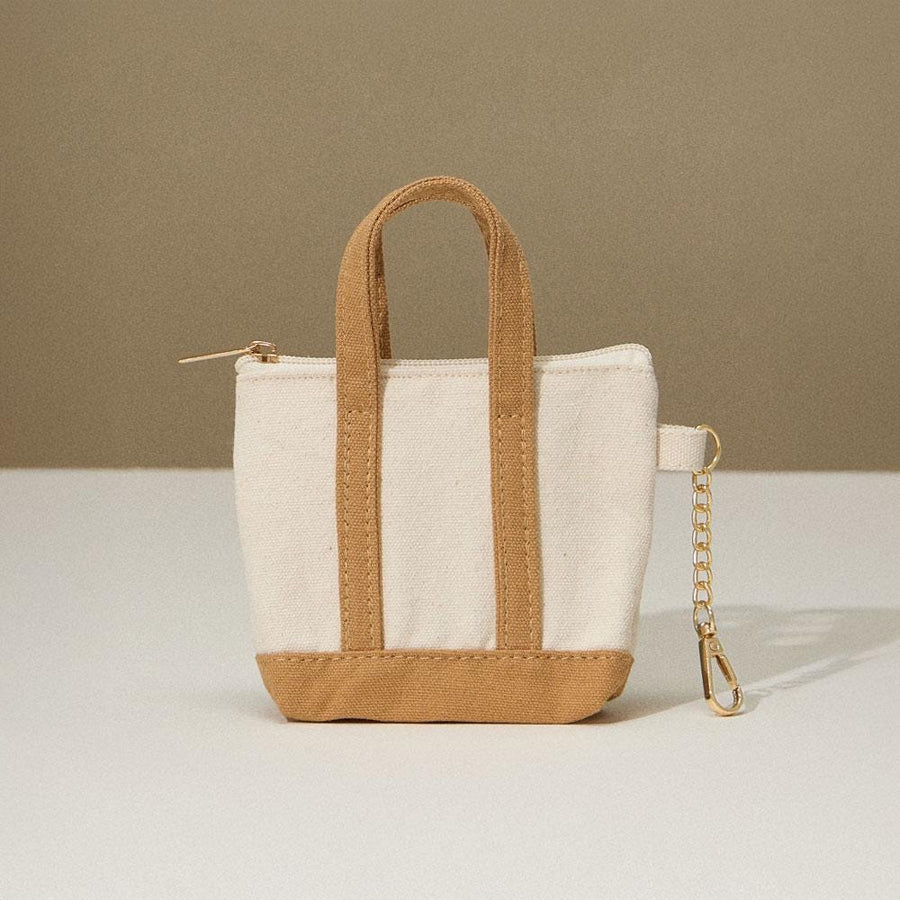 Mini Canvas Pouch Bag Charm, Zipper Coin Keychain, Small Travel Organizer Accessory