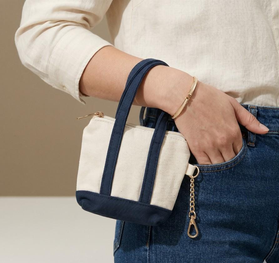 Mini Canvas Pouch Bag Charm, Zipper Coin Keychain, Small Travel Organizer Accessory