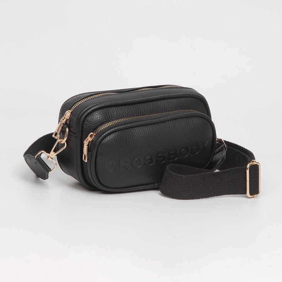 Faux Pebbled Leather Structured Crossbody Bag, Minimalist Everyday Shoulder Purse