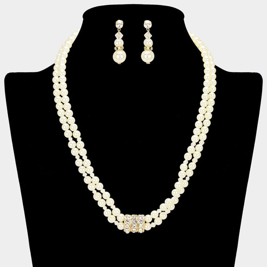 Layered Pearl Stone Necklace, Dainty Elegant Jewelry, Stackable Trendy Gift