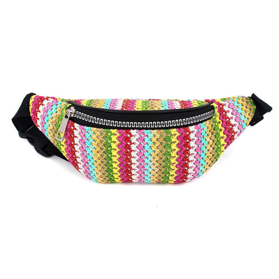 Boho Woven Embroidered Crossbody Belt Sling Bag | Bohemian Waist Bag | Travel Fannybag
