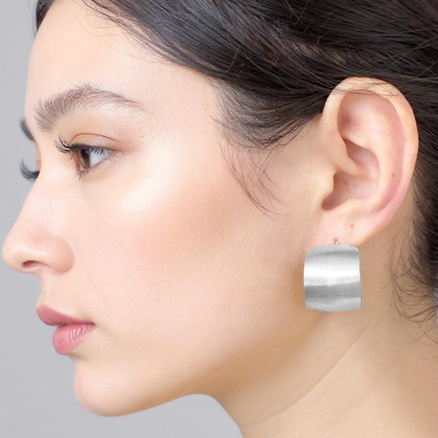 14K Gold Dipped Brushed Wide Hoop Earrings, Chunky Minimalist Statement Jewelry