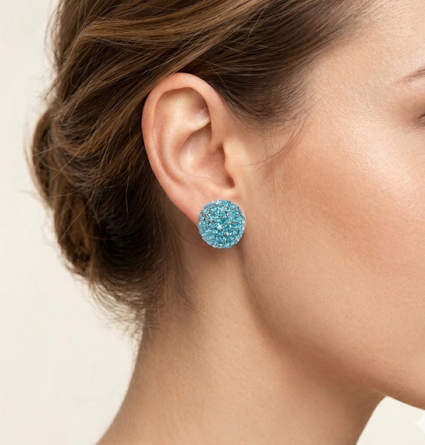 Crystal Pave Dome Stud Earrings | Sparkly Rhinestone Statement Studs | Elegant Everyday Minimalist Jewelry Gift