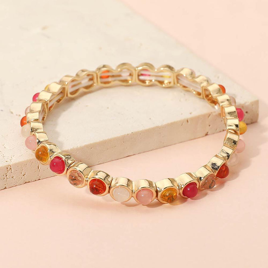 Stone Bezel Stretch Bracelet | Stackable Minimalist Crystal Bracelet for Women | Elegant Everyday Jewelry