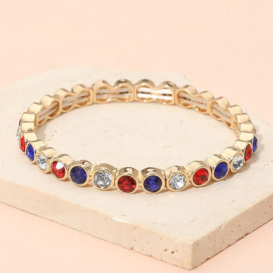 Stone Bezel Stretch Bracelet | Stackable Minimalist Crystal Bracelet for Women | Elegant Everyday Jewelry