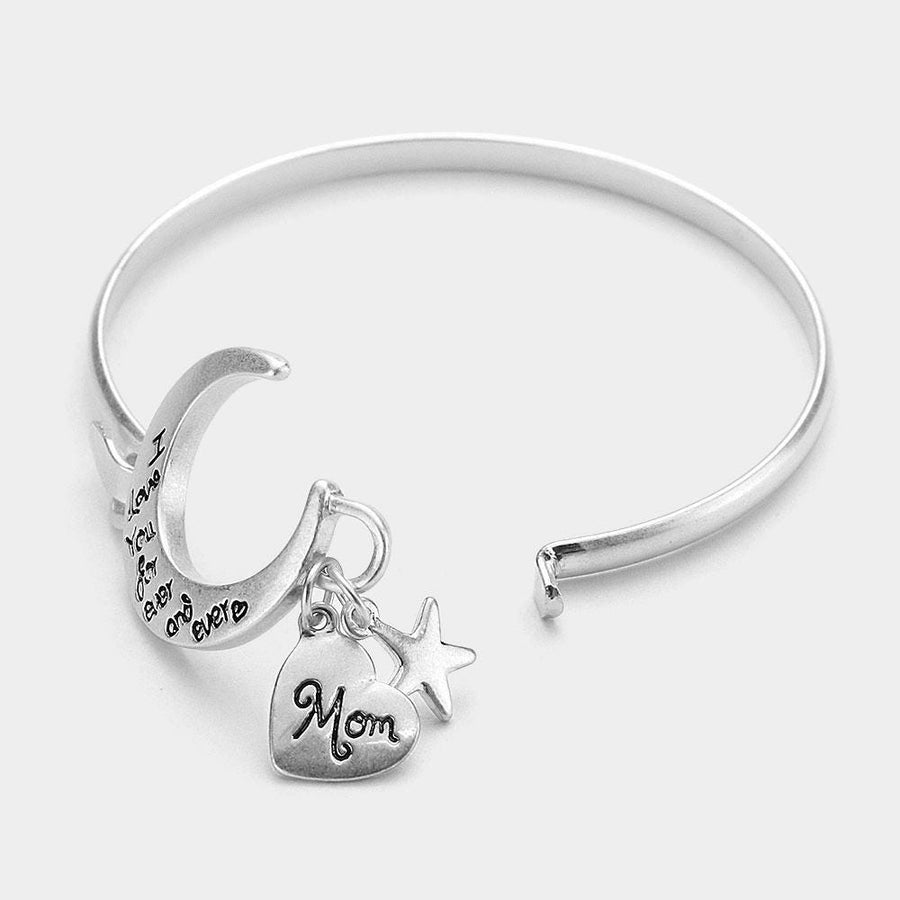 Crescent Moon Hook Bracelet, "I Love You Forever" Sentiment, Minimalist Love Jewelry