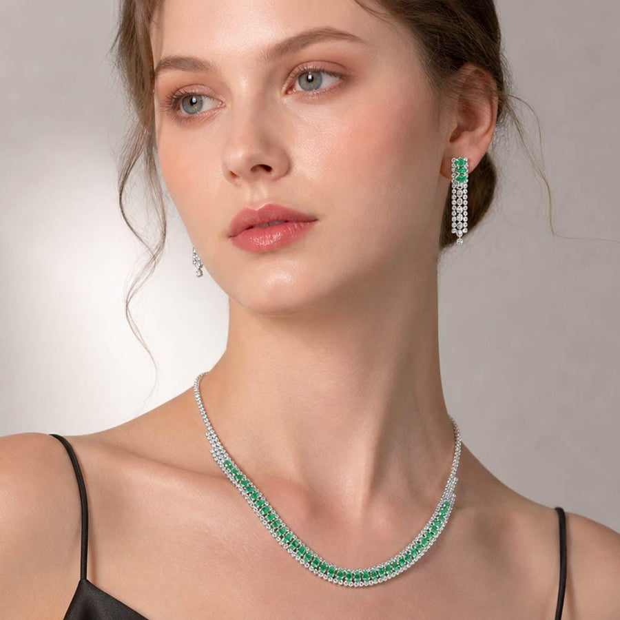 Marquise CZ Link Necklace | Elegant Crystal Statement Bridal Jewelry