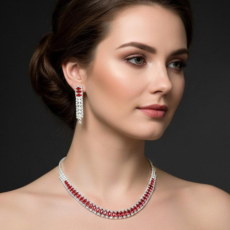 Marquise CZ Link Necklace | Elegant Crystal Statement Bridal Jewelry