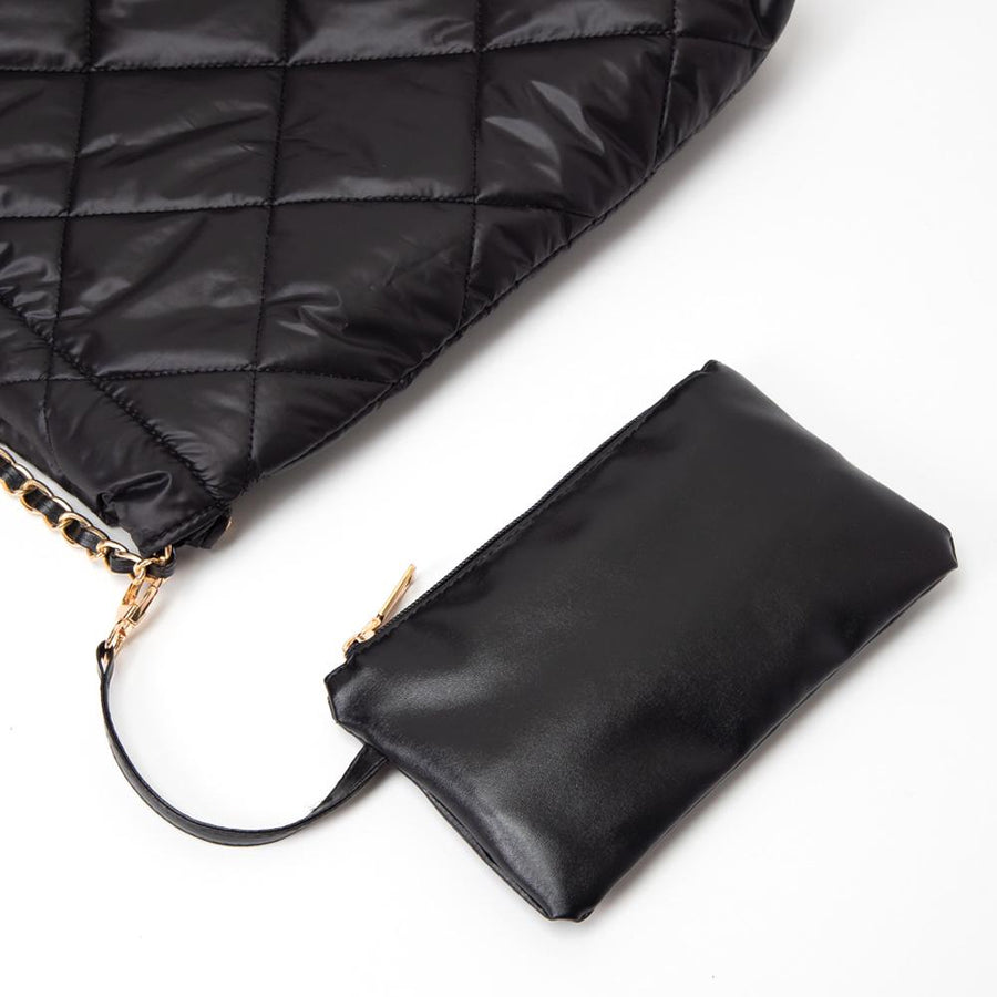 Padded Quilted Shoulder Bag | Adjustable Metal Strap, Trendy Women’s Handbag | Fashion Crossbody Bag