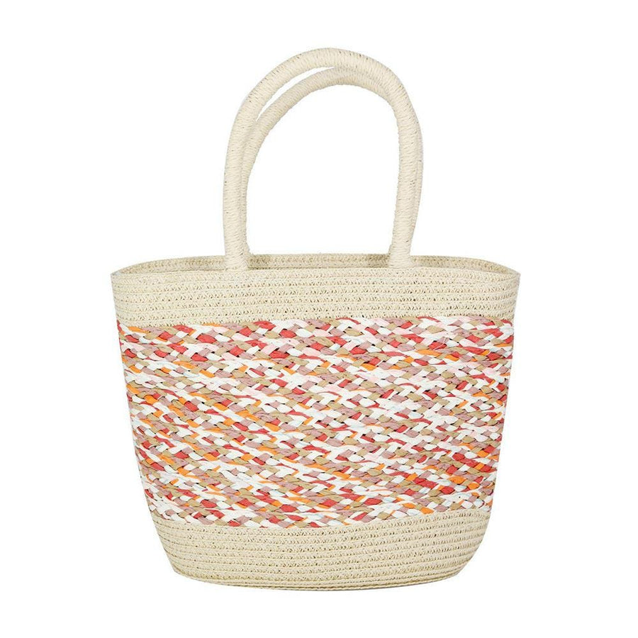 Mixed Color Woven Straw Tote Bag | Boho Resort Beach Vacation Handbag