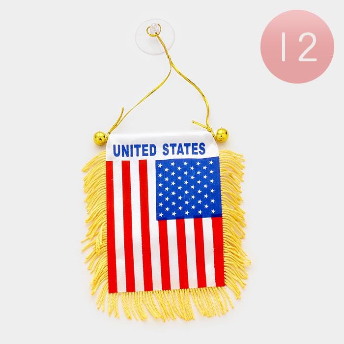 12 PCS American Flag Mini Banners | Patriotic Window Decorations, Fourth of July Party Decor