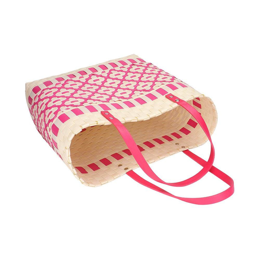 Quatrefoil Basket Weave Tote Bag | Chic Woven Shoulder Bag, Eco-Plastic Purse