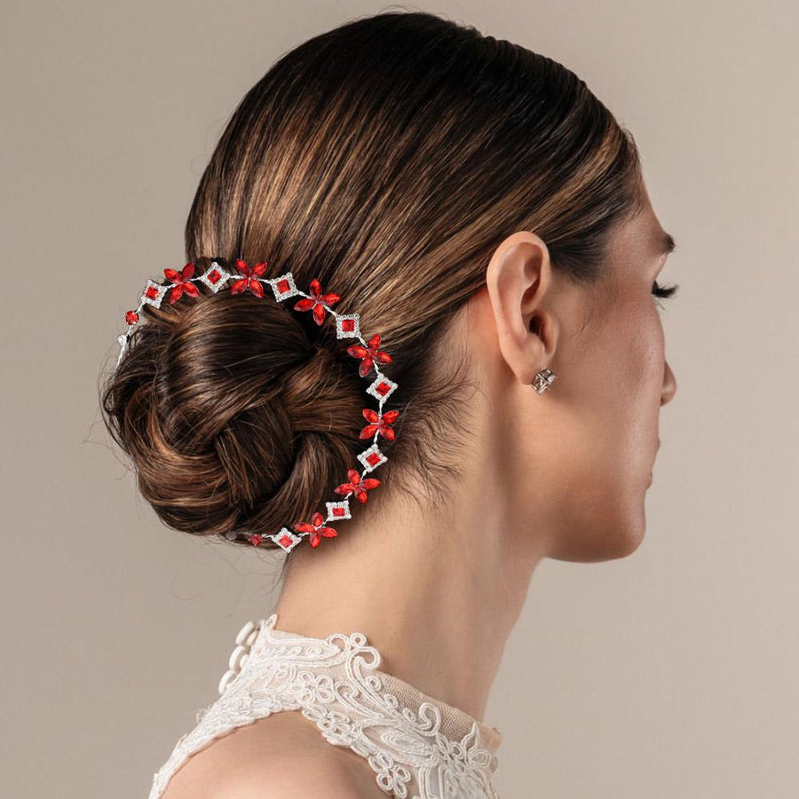 Embellished Butterfly Cluster Bun Wrap Headpiece | Bridal Crystal Hair Vine | Boho Wedding Hair Wreaths