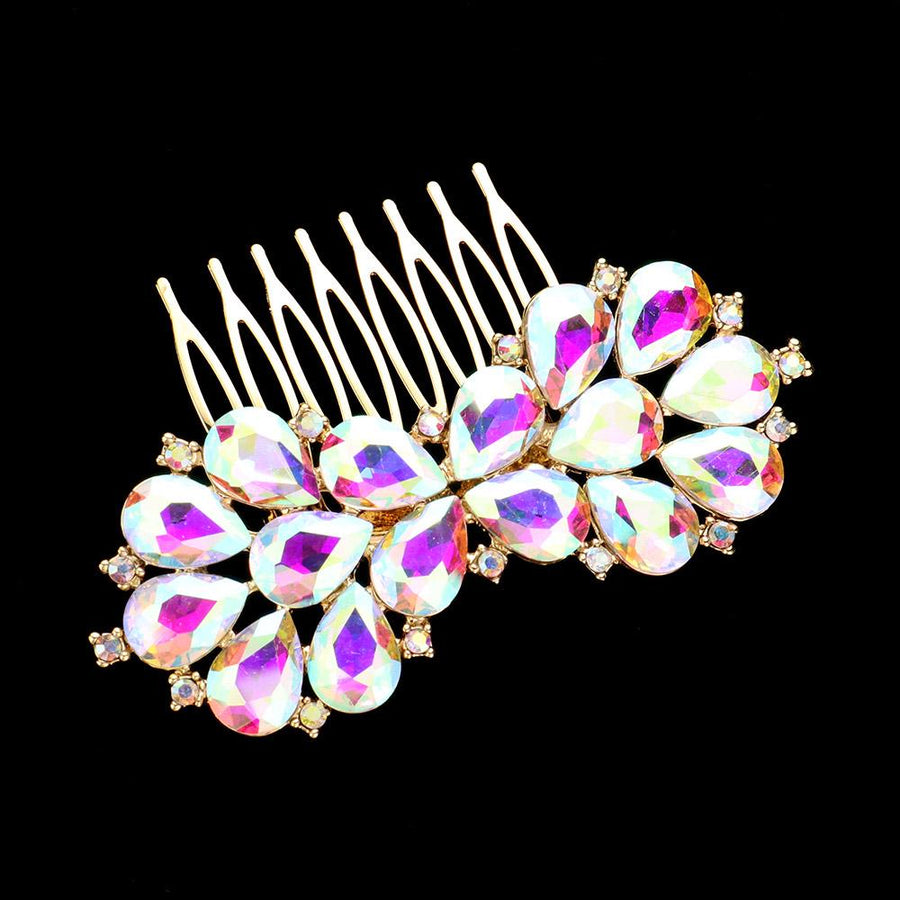 Teardrop Rhinestone Cluster Bow Hair Comb | Bridal Crystal Hair Accessory | Wedding Hairpiece for Bride