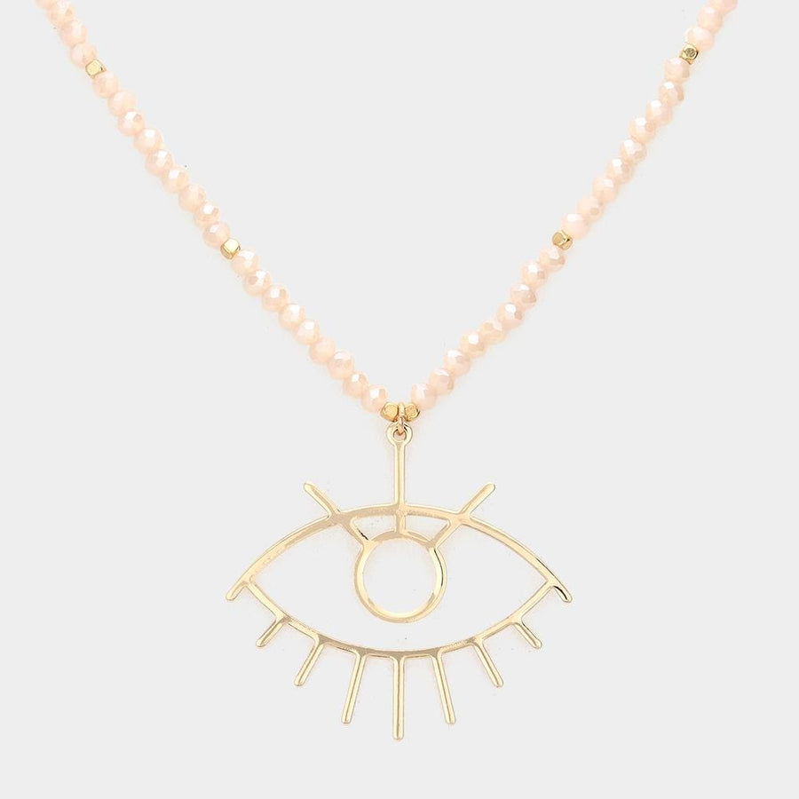 Evil Eye Pendant Beaded Necklace | Boho Protection Jewelry for Women | Spiritual Lucky Charm Necklace