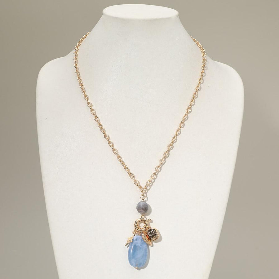 Marbled Resin Stone Evil Eye Heart Star Charm Pendant Necklace | Boho Celestial Protection Jewelry