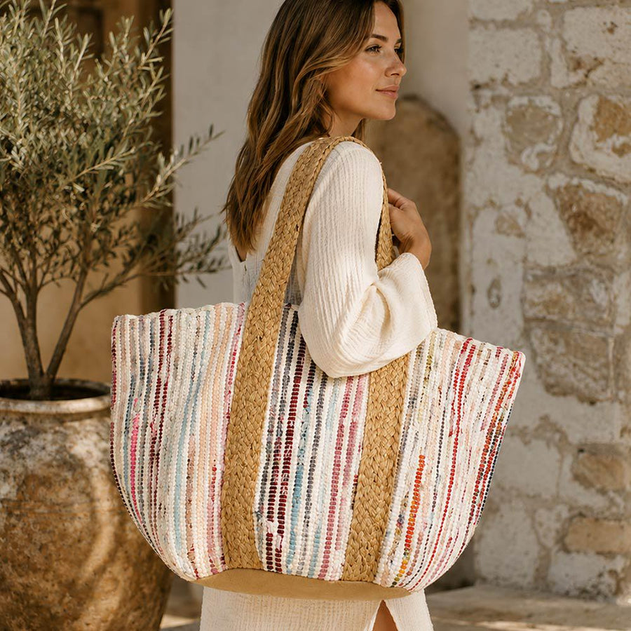Oversized Boho Woven Geometric Pattern Carryall Tote | Large Bohemian Everyday Handbag | Beach Shoulder bag