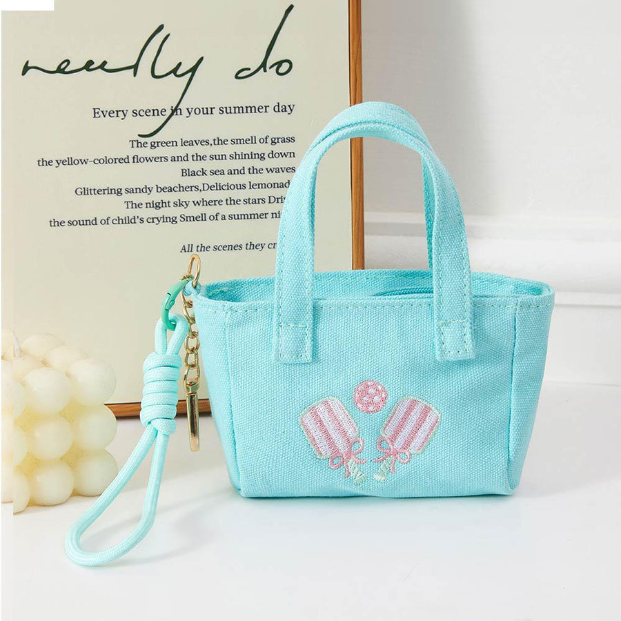 Mini Canvas Tote Bag Keychain Bag Charm | Purse Accessory | Trendy Handbag Keyring