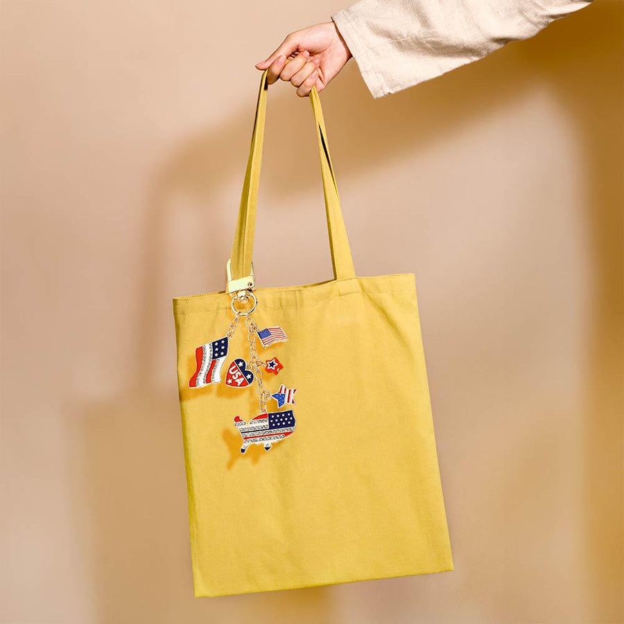 American USA Flag Star Drop Keychain Bag Charm - Red White Blue Bag Accessory