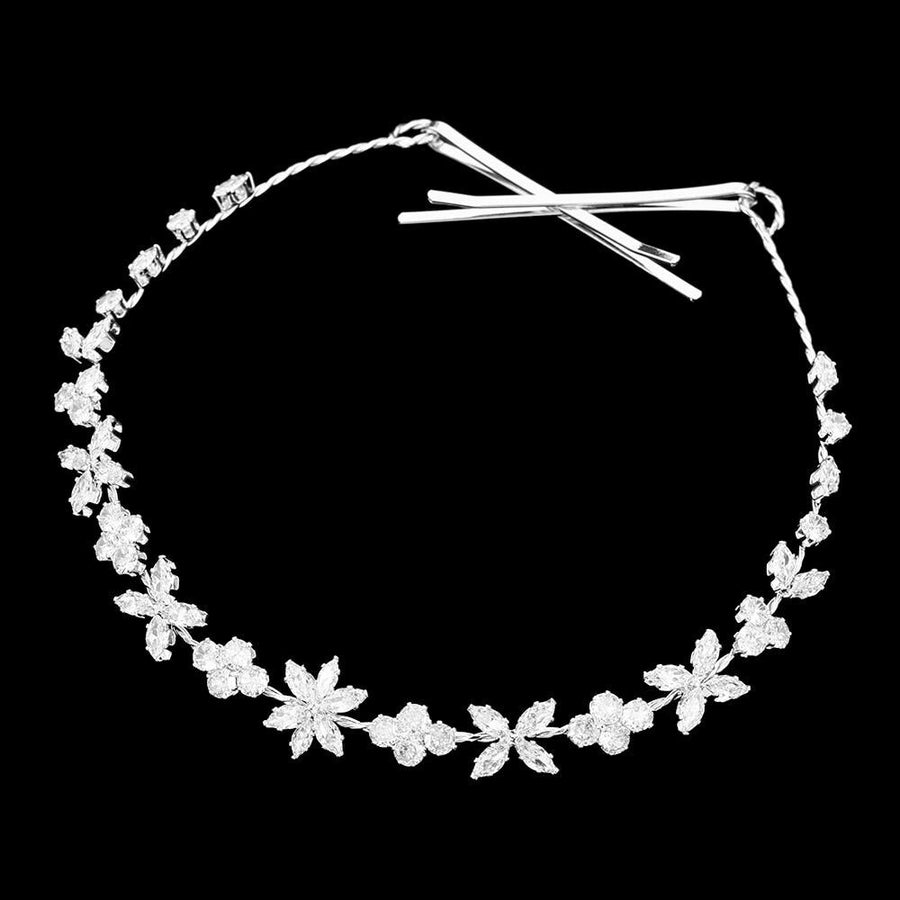 Floral Teardrop Crystal Vine Wrap Headpiece Hair Wreath | Boho Bridal Wedding Hair Accessory