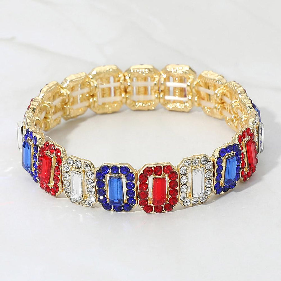 Emerald Cut Crystal Rhinestone Pave Evening Bracelet - Bridal Bracelet - Formal Gala Bracelets